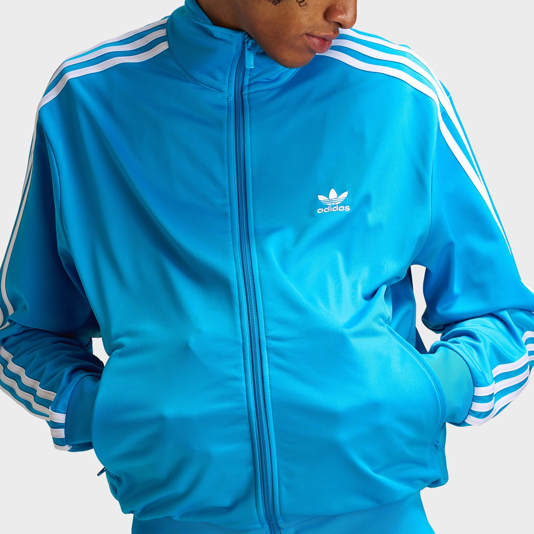 Button-down style adidas Firebird Track Top / Sky Blue