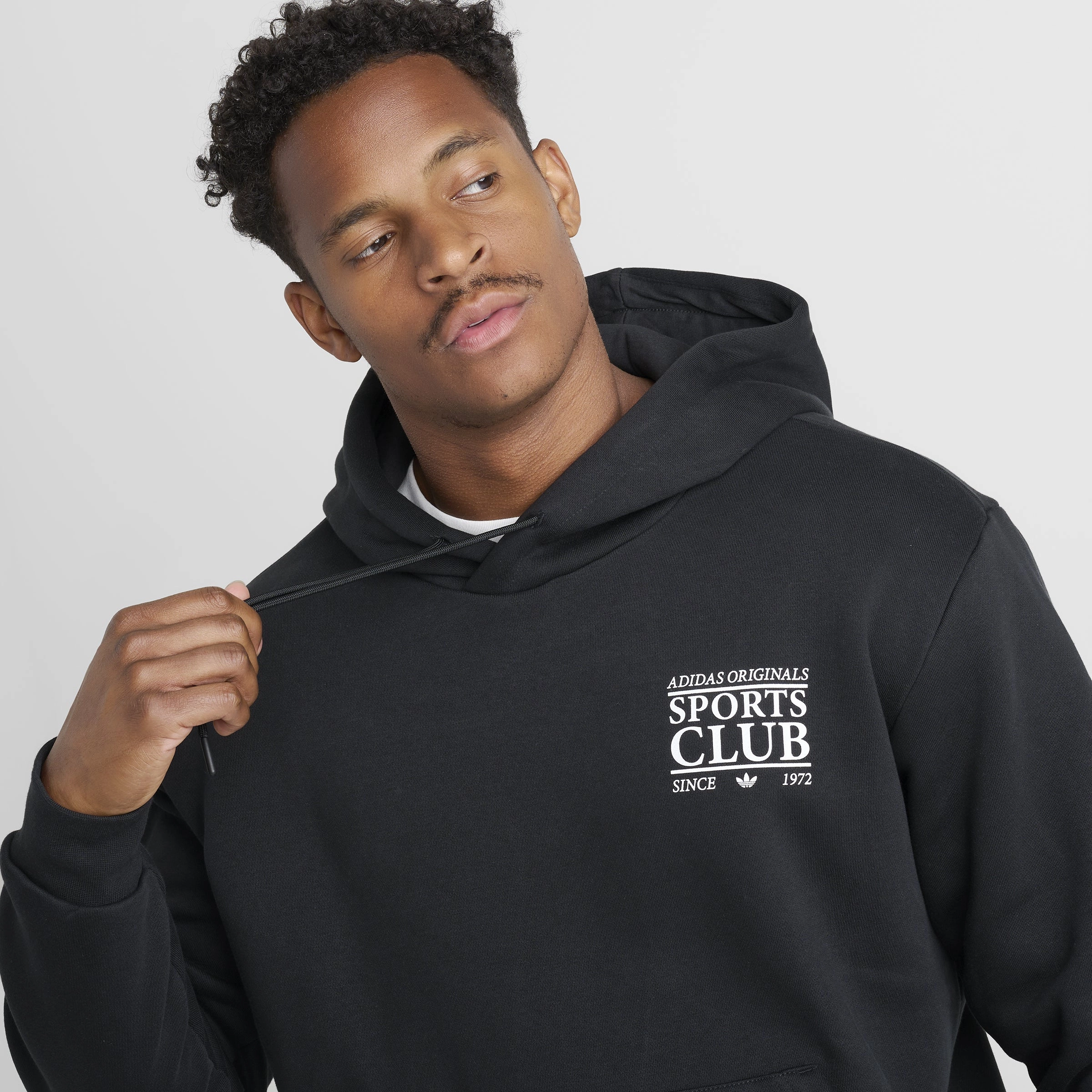 Layered Neckline adidas Graphic Pullover Hoodie / Black