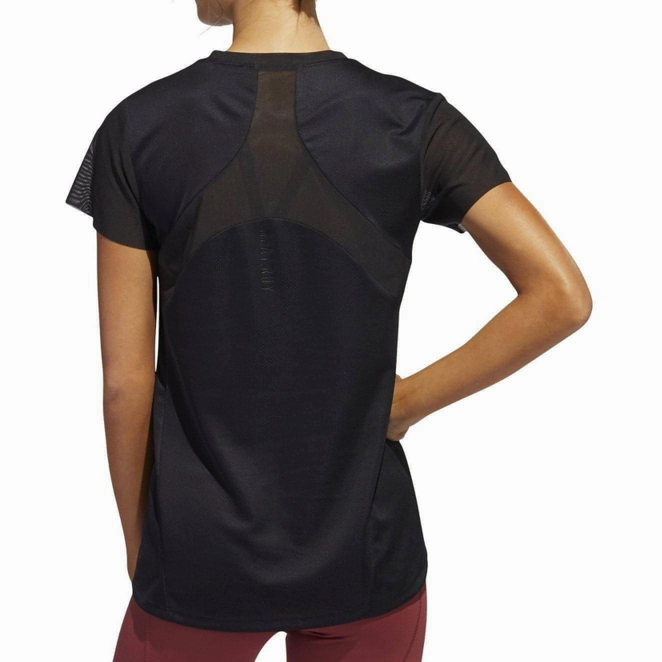 adidas HEAT.RDY Short Sleeve Womens Training Top - Black Ergonomic Pattern