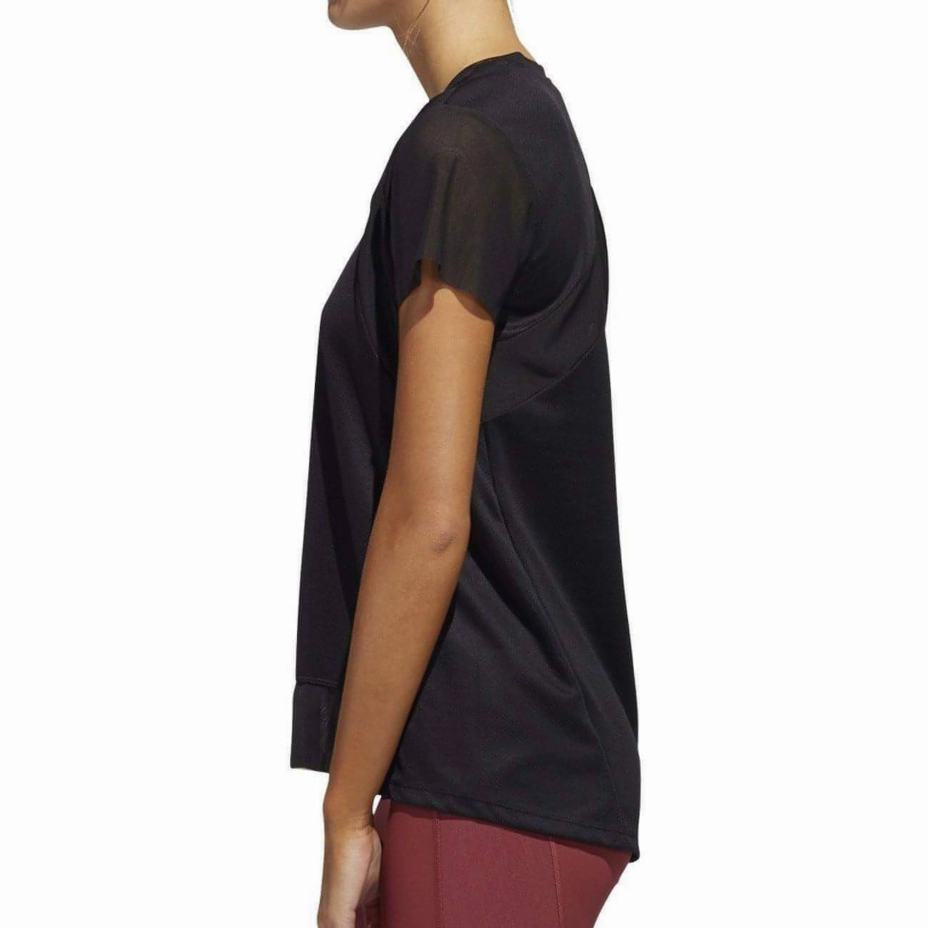 adidas HEAT.RDY Short Sleeve Womens Training Top - Black Flexible Hemline Office Mood