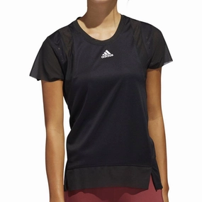 AdjustableWaist adidas HEAT.RDY Short Sleeve Womens Training Top - Black