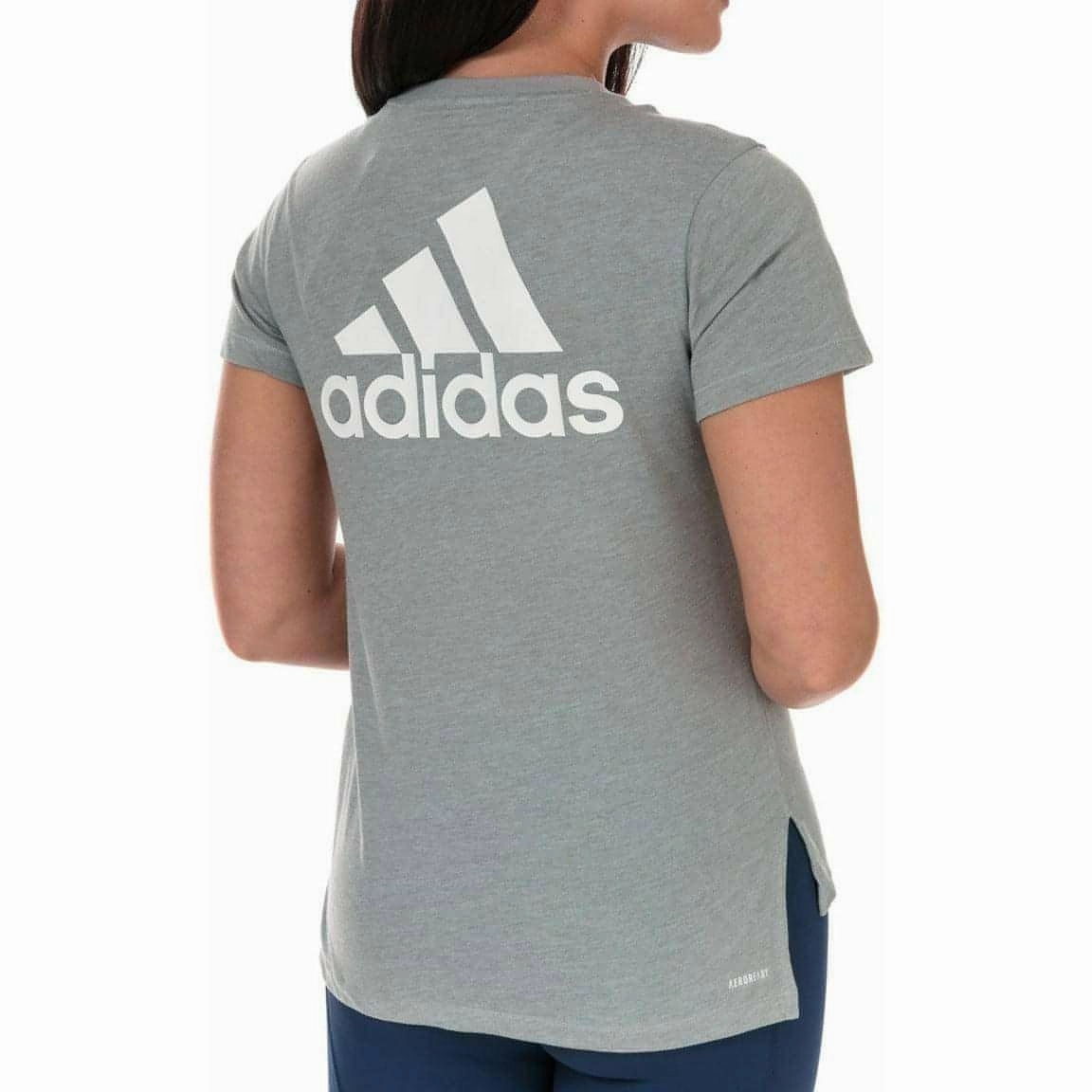 adidas Logo Go To Short Sleeve Womens Training Top - Grey Design Glow LowMaintenance