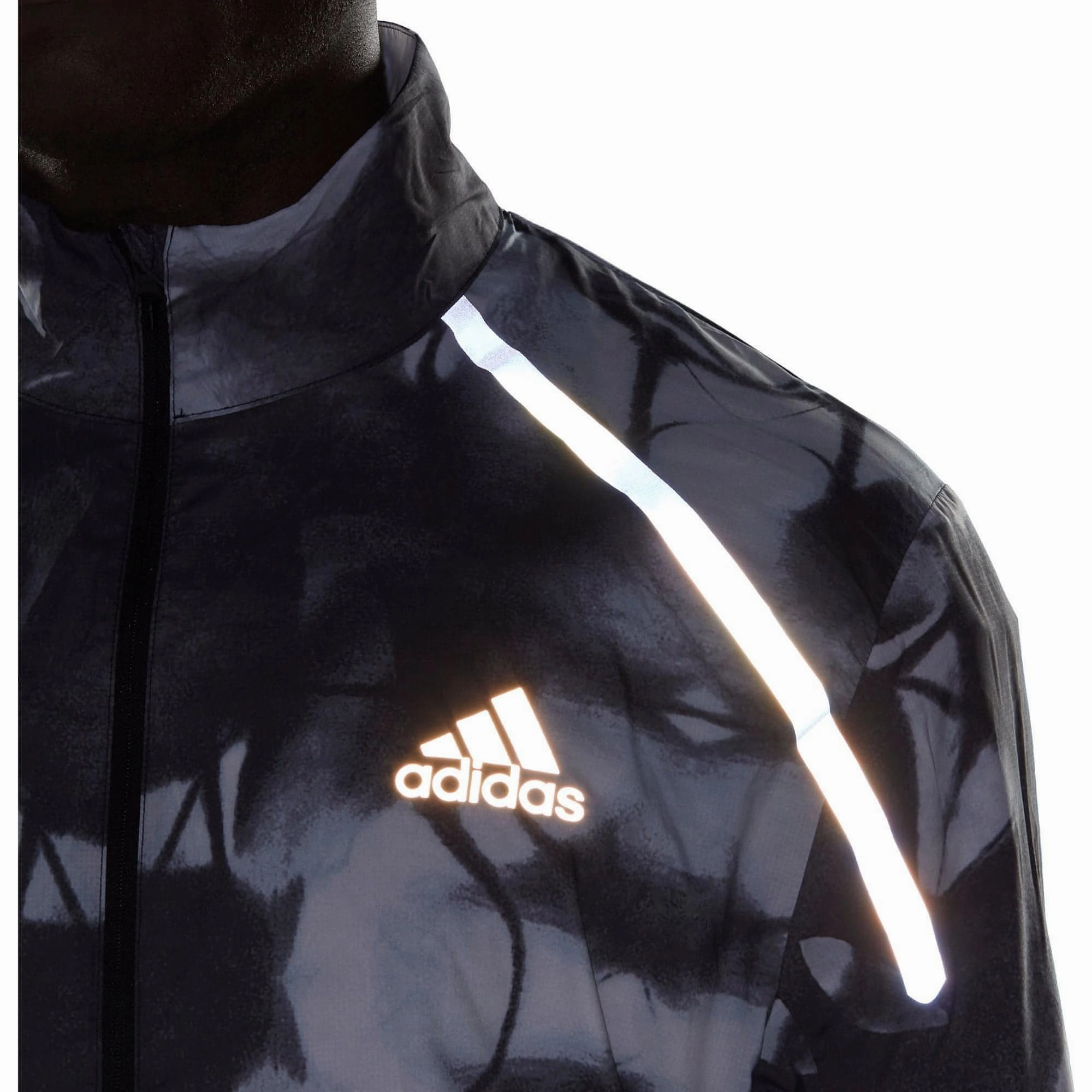 adidas Marathon Translucent Mens Running Jacket - White Compression Panels