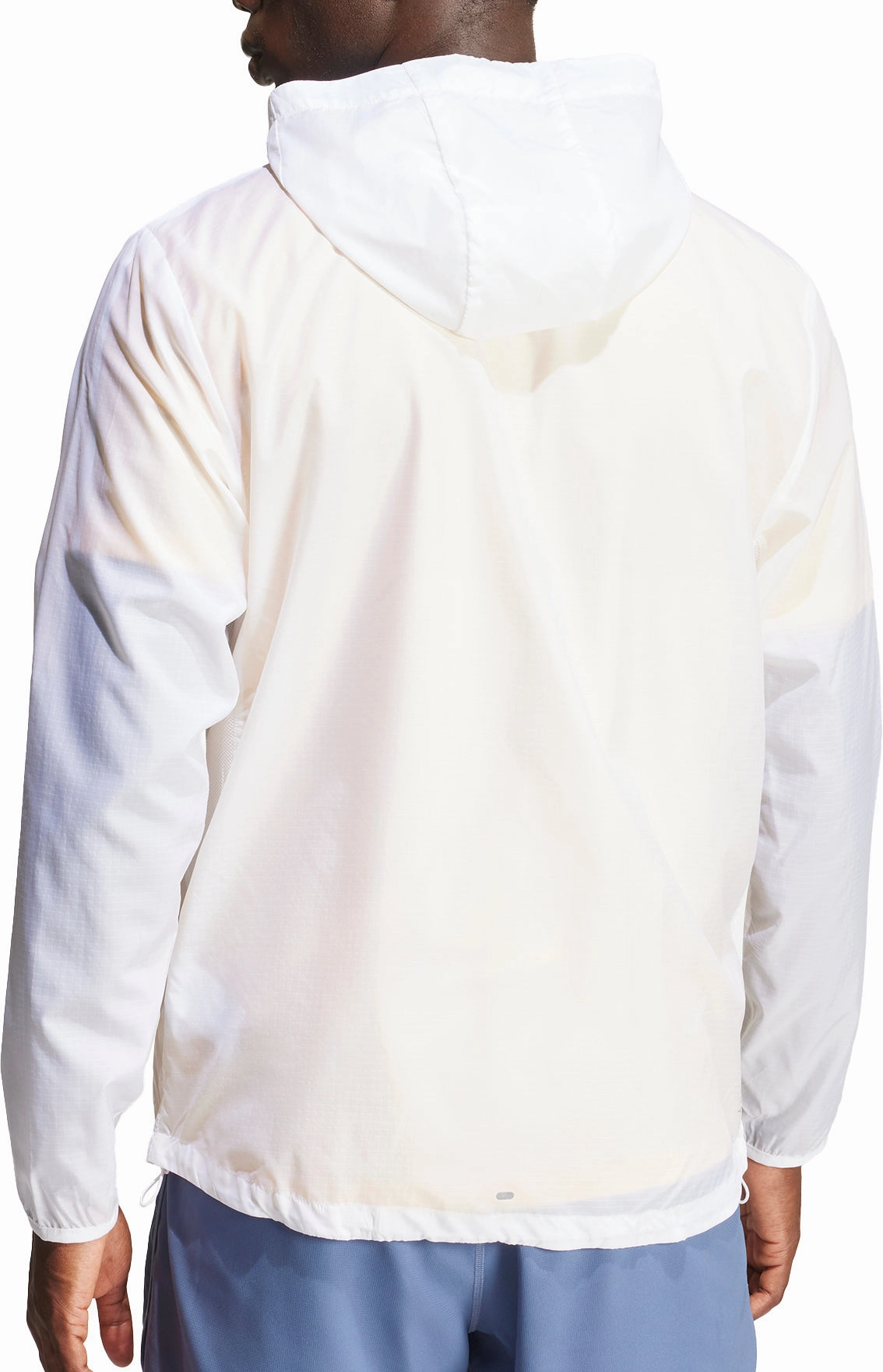 adidas Own The Run 3 Stripes Mens Running Jacket - White Articulated Sleeve Cut Circulate