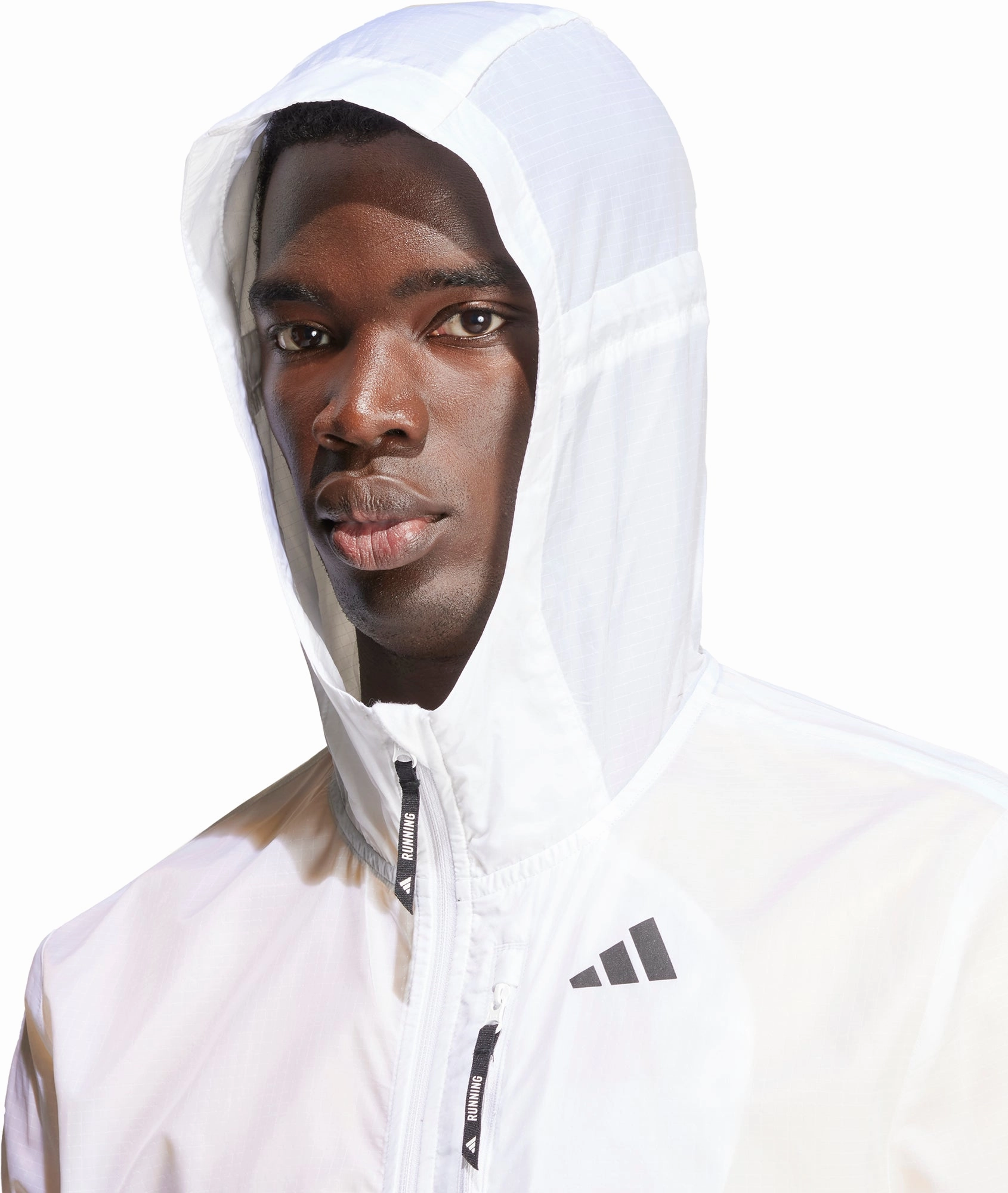 gift - giving option Heat Control adidas Own The Run 3 Stripes Mens Running Jacket - White