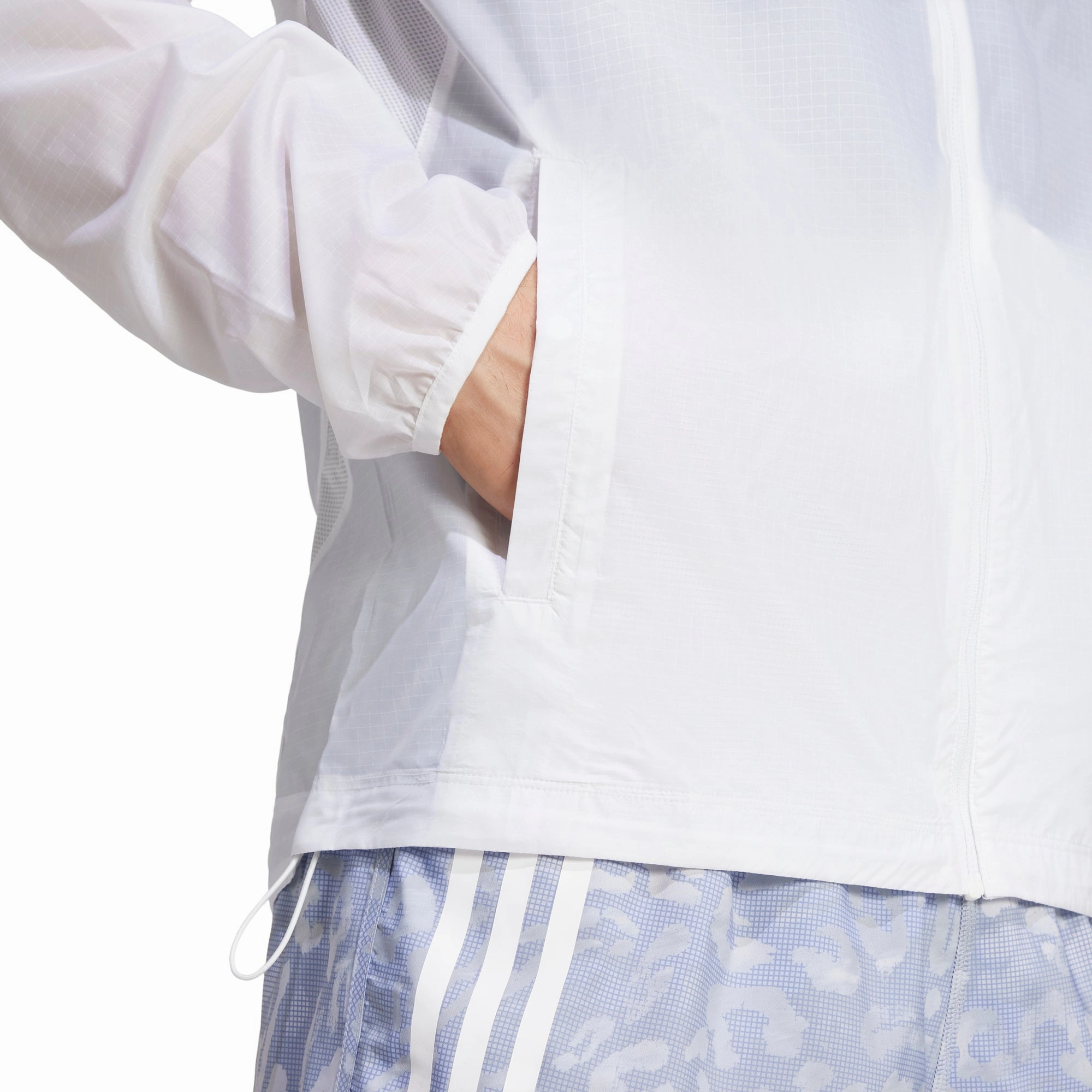 Zippered Vents adidas Own The Run 3 Stripes Packable Mens Running Jacket - White