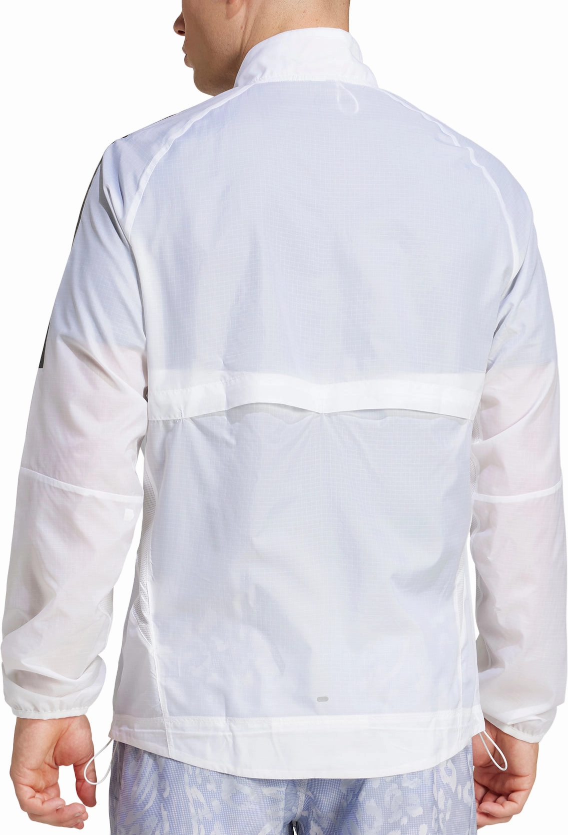 Stylish adidas Own The Run 3 Stripes Packable Mens Running Jacket - White