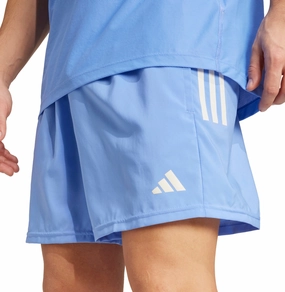 adidas Own The Run 7 Inch Mens Running Shorts - Blue Stretchy Waist Non Slip Inner Grip