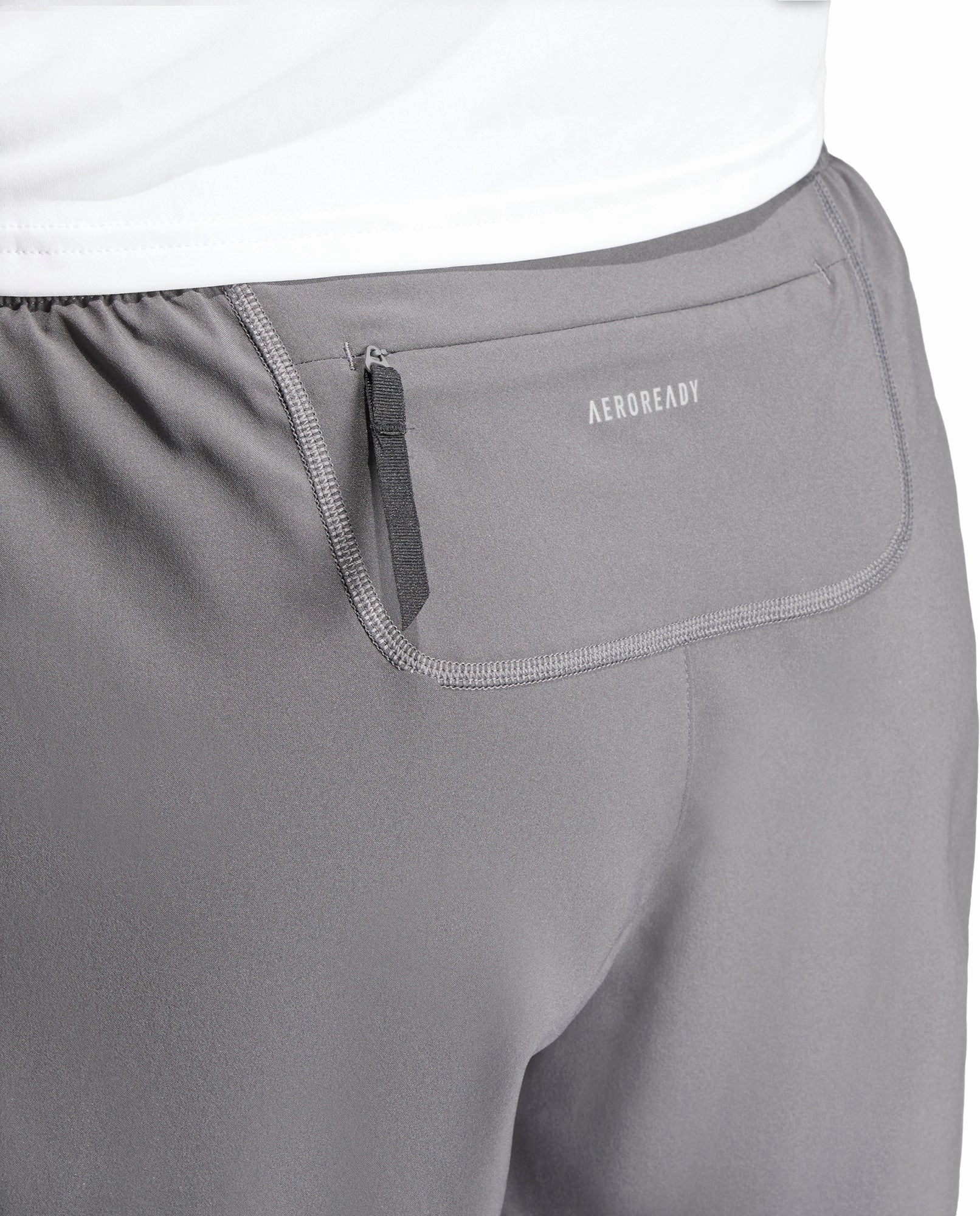 Tailored Fit Hidden Storage Compartment adidas Own The Run 7 Inch Mens Running Shorts - Grey