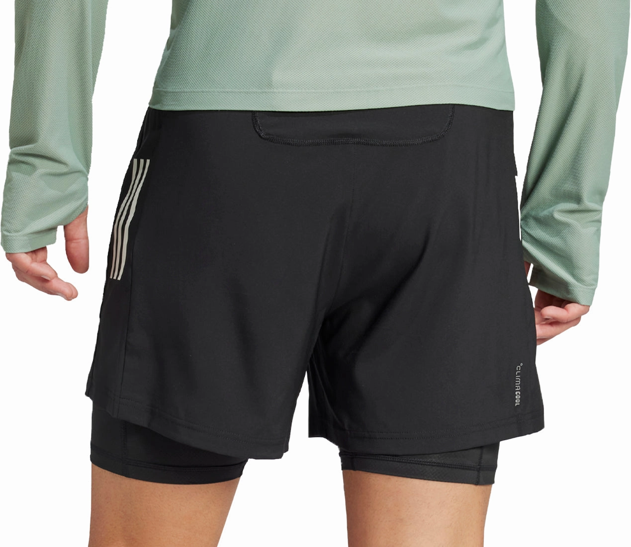 Non Irritating Tags adidas Own The Run ClimaCool 2 In 1 Mens Running Shorts - Black