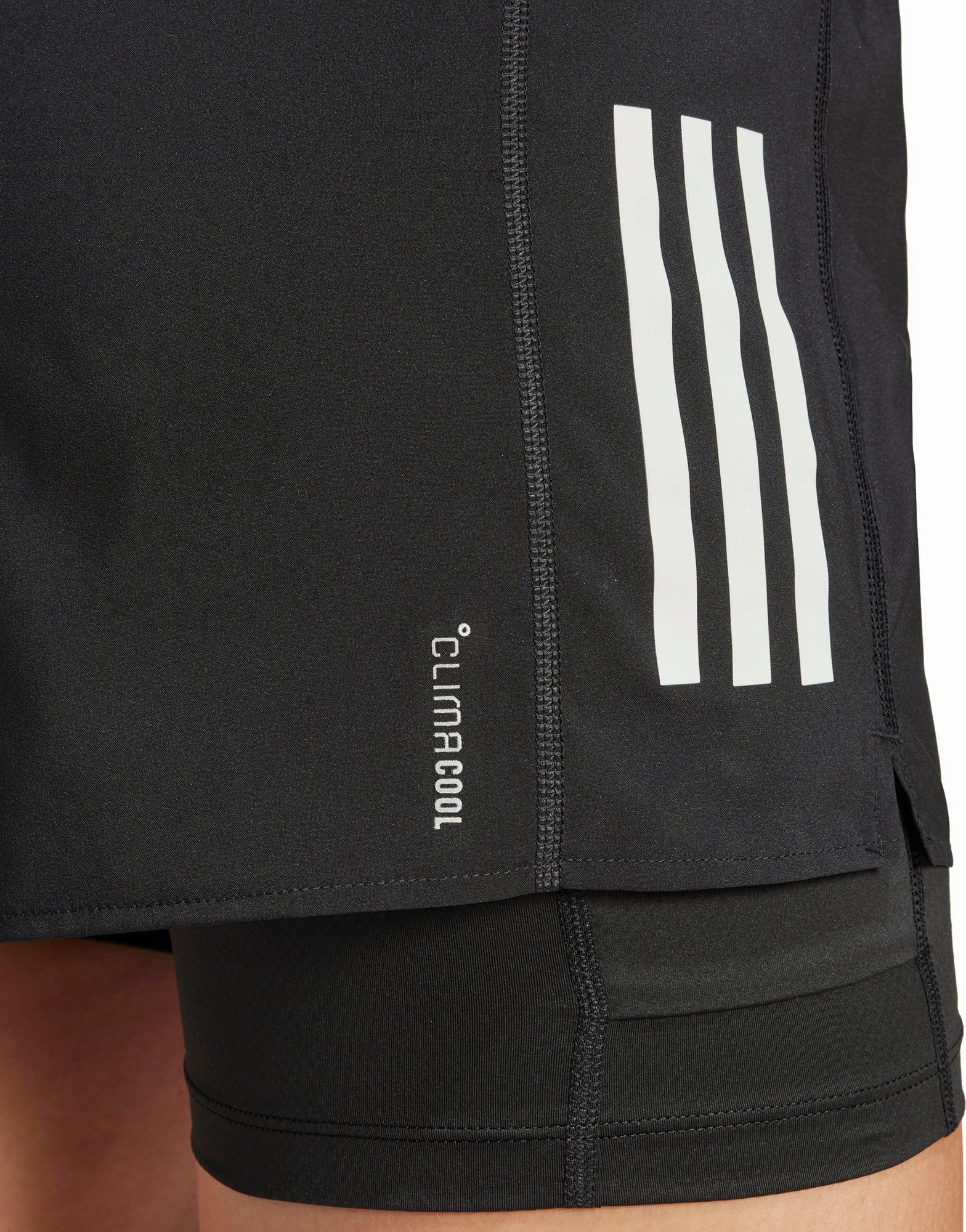 campers Compression Fit adidas Own The Run ClimaCool 2 In 1 Womens Running Shorts - Black