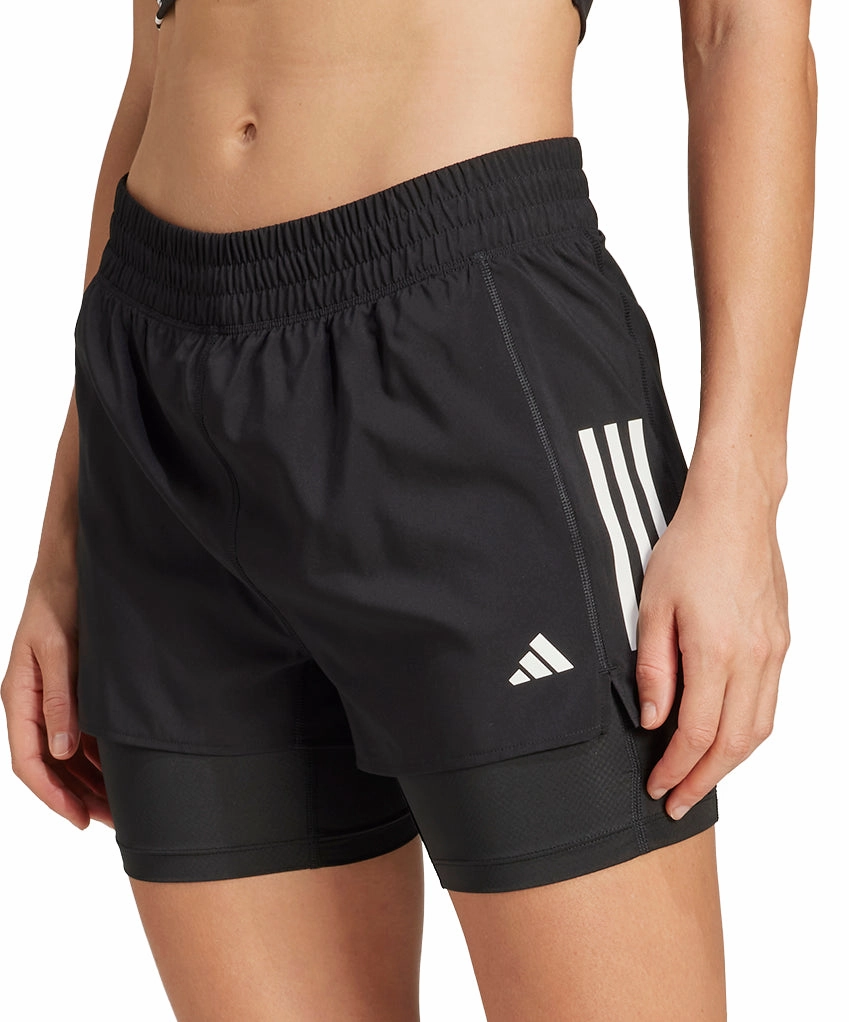 adidas Own The Run ClimaCool 2 In 1 Womens Running Shorts - Black Dynamic Flex Zones