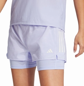 adidas Own The Run ClimaCool 2 In 1 Womens Running Shorts - Purple Tactile Feedback Loops Compact Storage Pocket