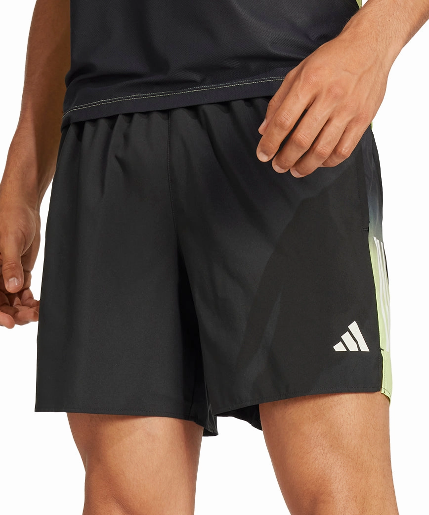 Raglan Sleeve Design adidas Own The Run Colour Block 7 Inch Mens Running Shorts - Black
