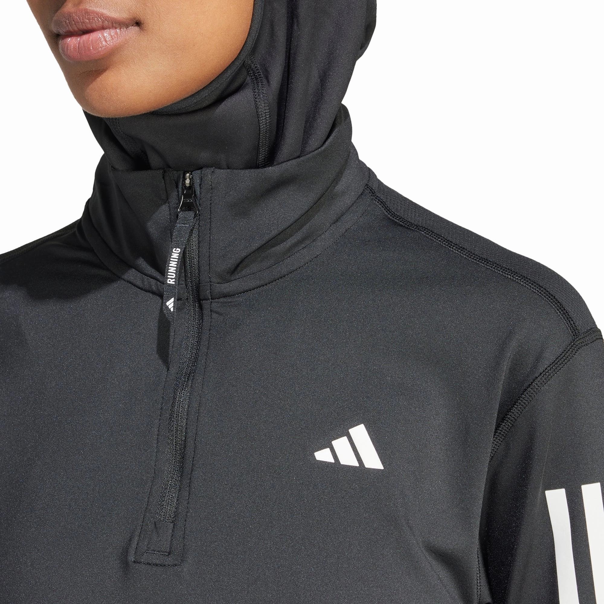 adidas Own The Run Half Zip Long Sleeve Womens Running Top - Black easy - care