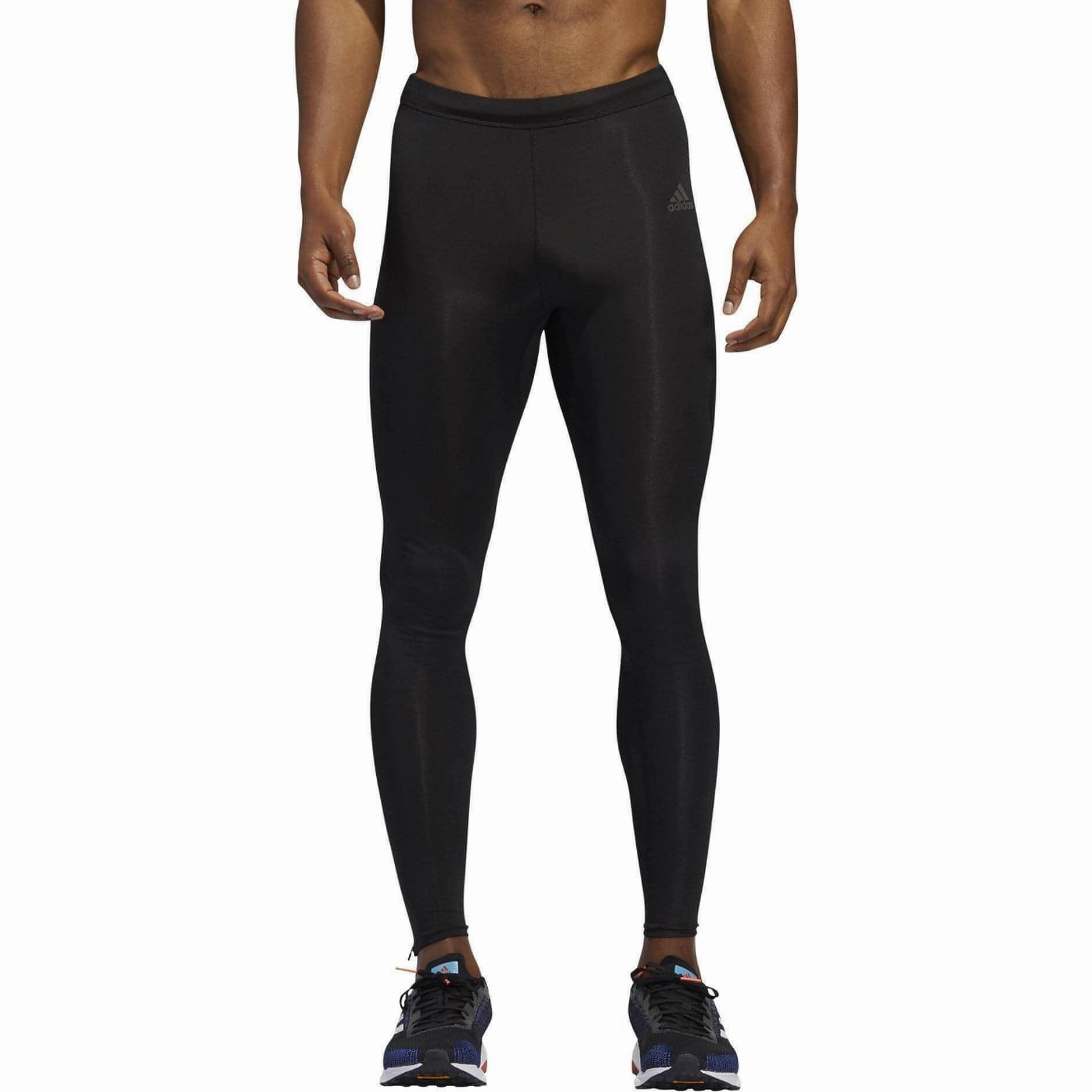 adidas Own The Run Mens Long Running Tights - Black Flex Zone Paneling AbrasionResistant Coating