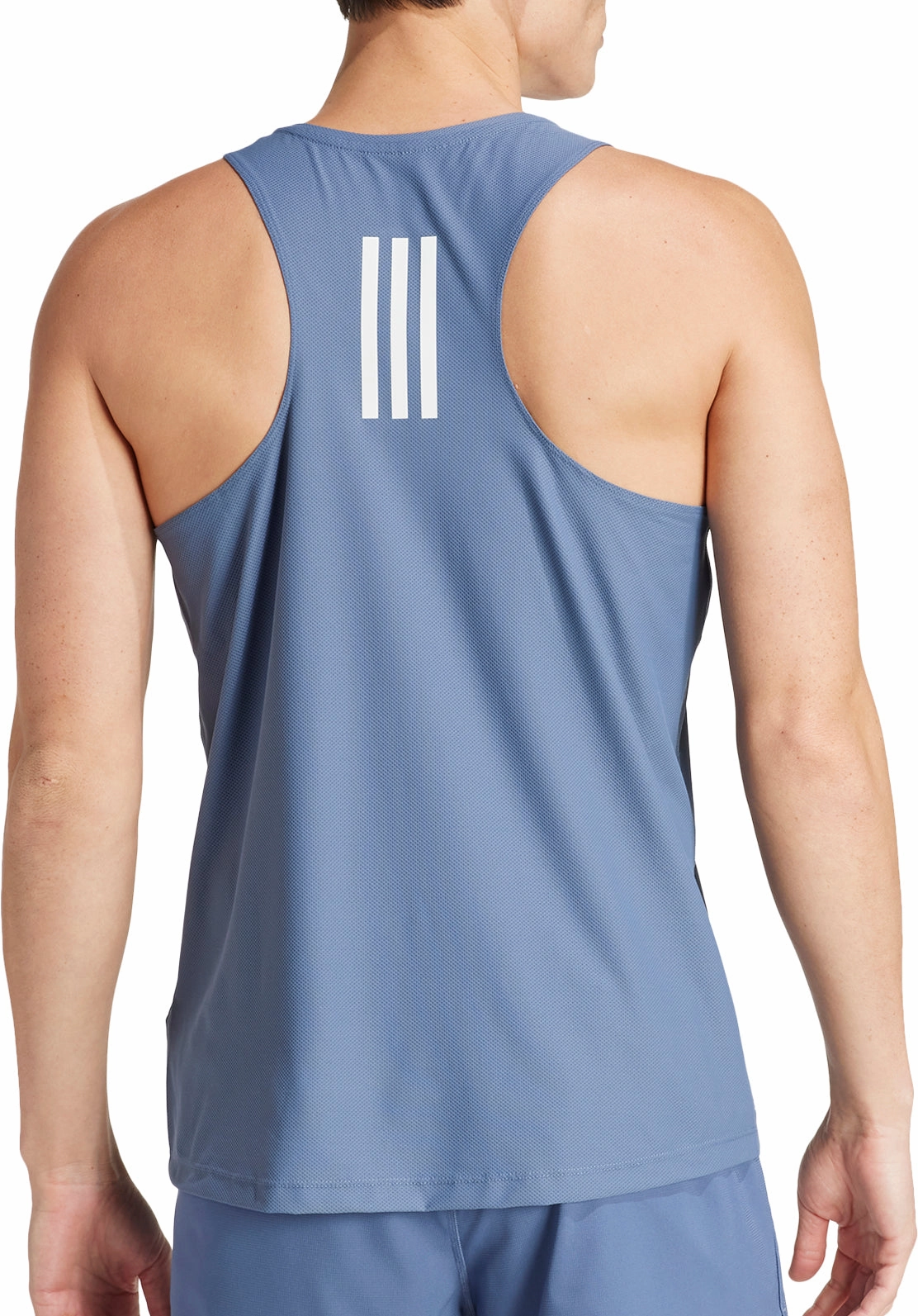 adidas Own The Run Mens Running Vest - Blue Plain Design Secure Storage Pockets