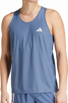 adidas Own The Run Mens Running Vest - Blue Shrink Resistant Fabric Men's