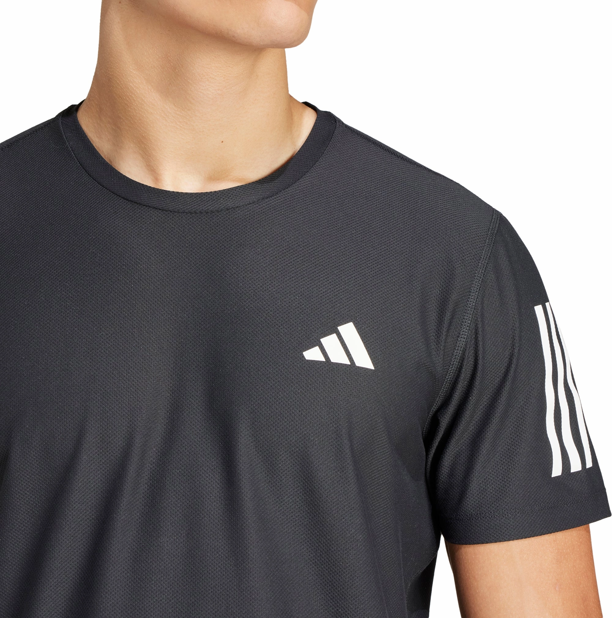 adidas Own The Run Short Sleeve Mens Running Top - Black Casual Appeal Anti Shrinkage Treatment