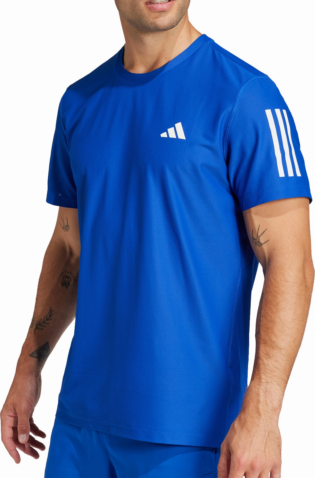 applique Perfume adidas Own The Run Short Sleeve Mens Running Top - Blue