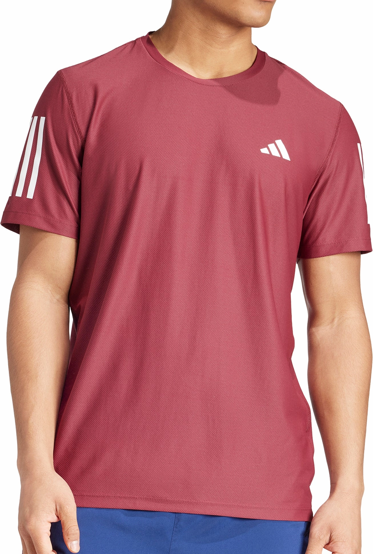 adidas Own The Run Short Sleeve Mens Running Top - Red Weekend Wardrobe