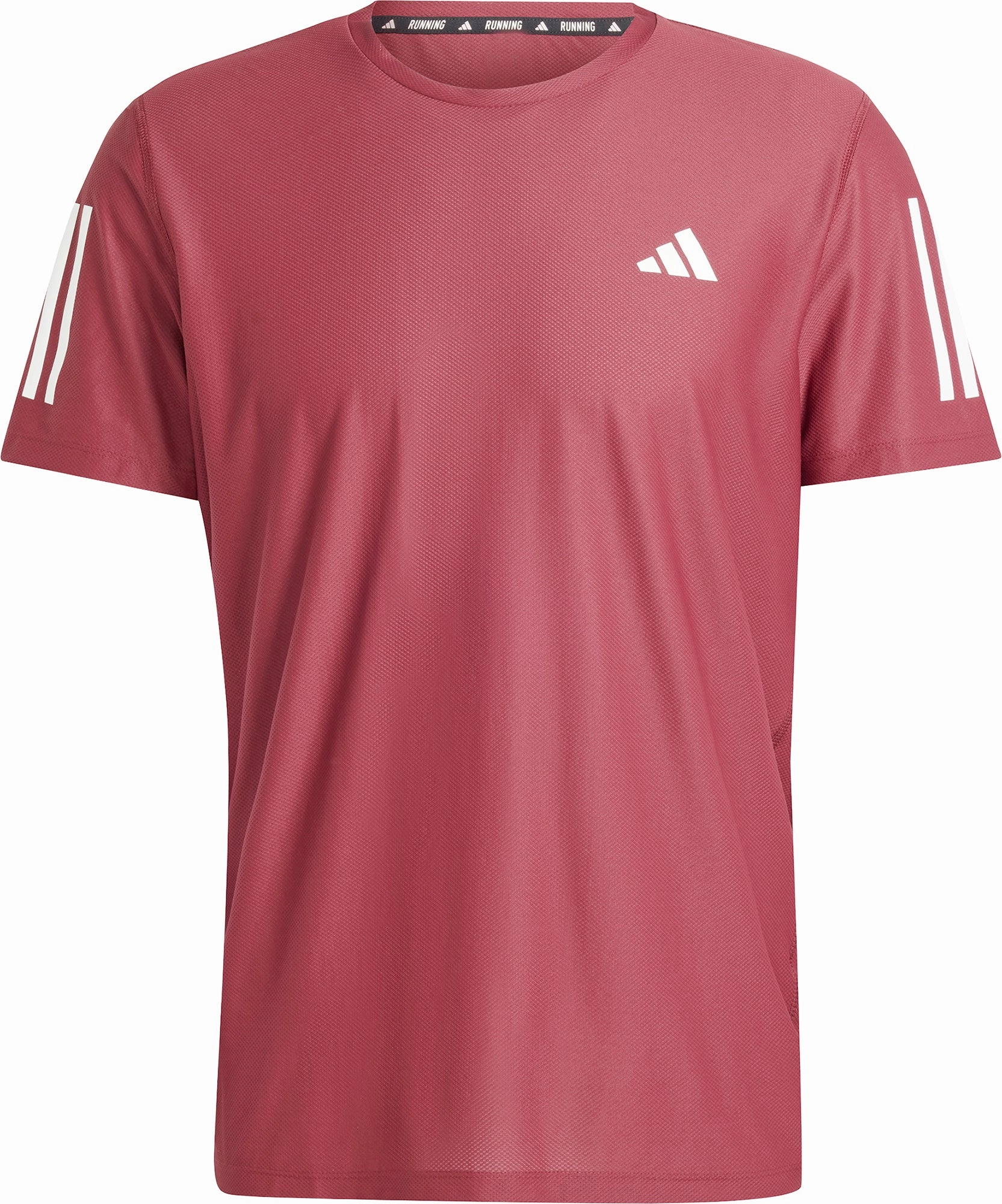 adidas Own The Run Short Sleeve Mens Running Top - Red Fashionable Piece