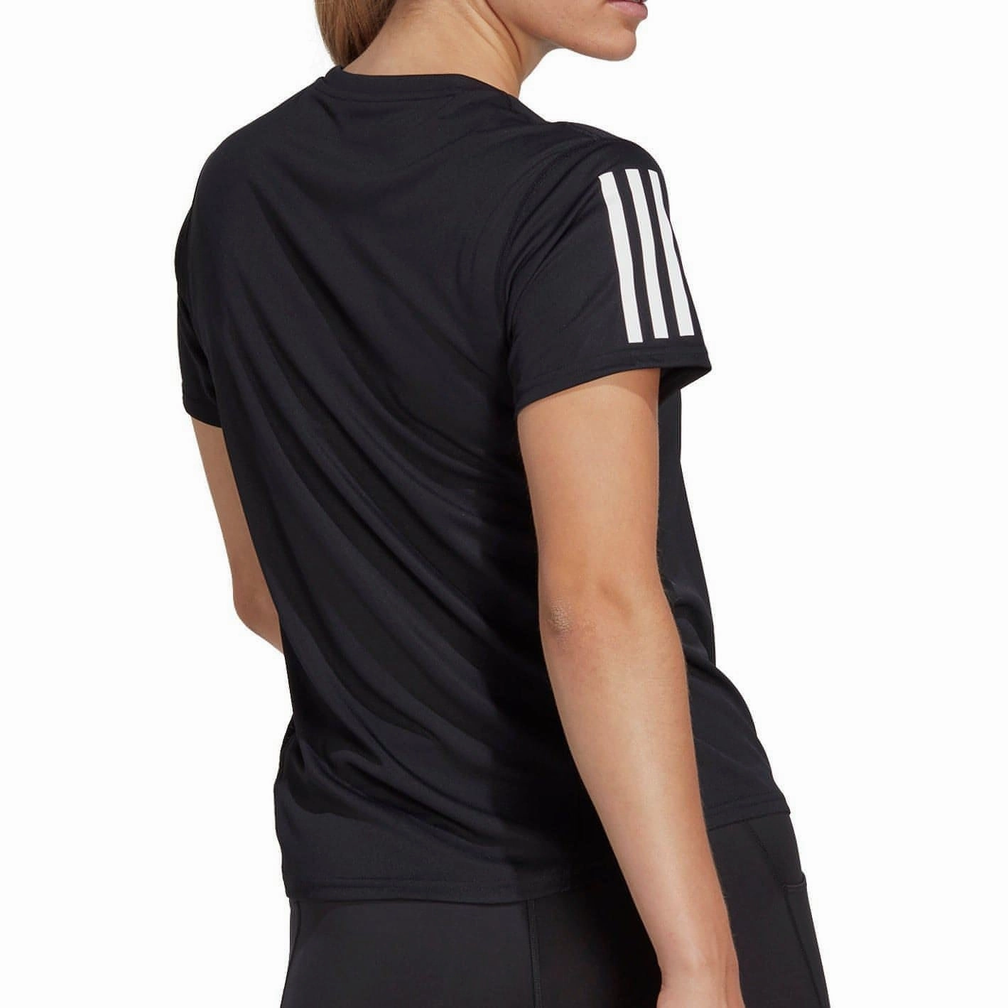 adidas Own The Run Short Sleeve Womens Running Top - Black Flexible Shoulder Seams UV protected