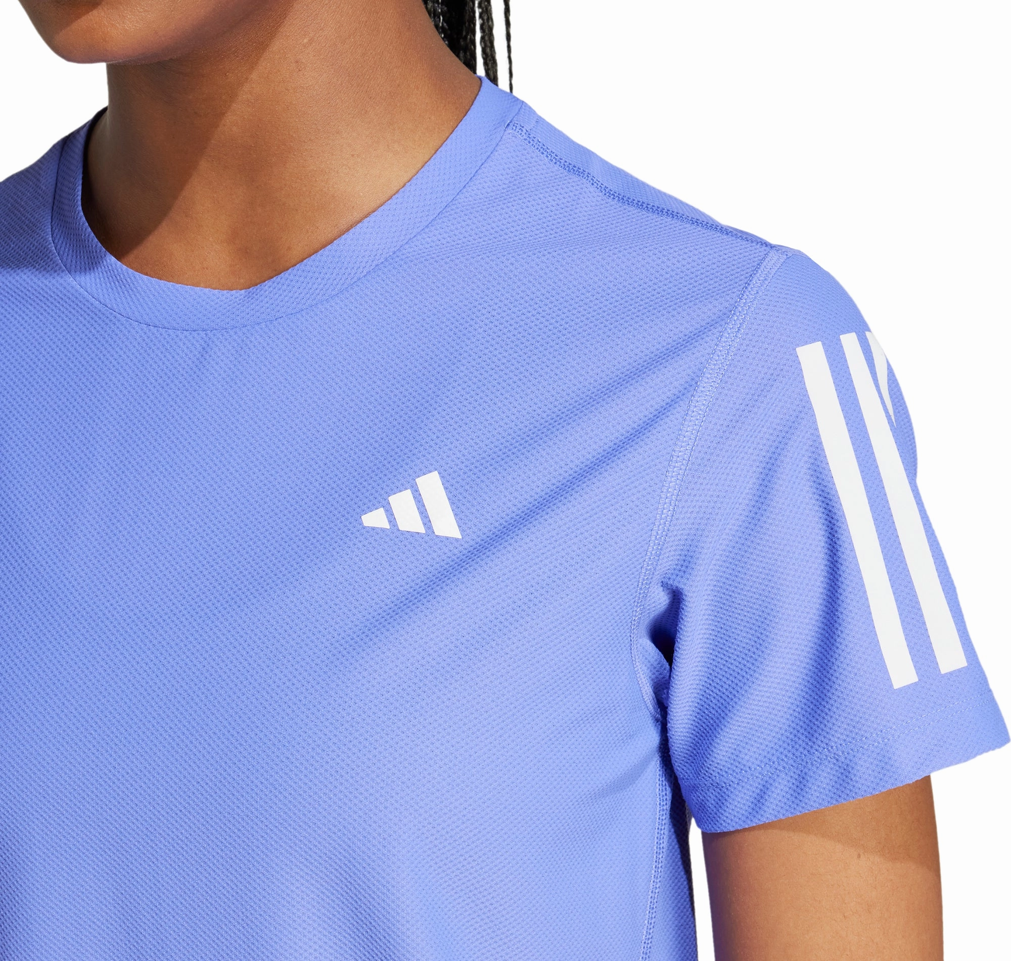 adidas Own The Run Short Sleeve Womens Running Top - Blue Breezy Design