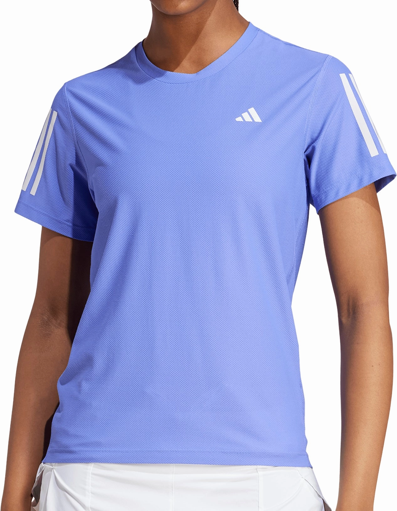 Tear Resistant Knit EnhancedDurabilityFinish adidas Own The Run Short Sleeve Womens Running Top - Blue