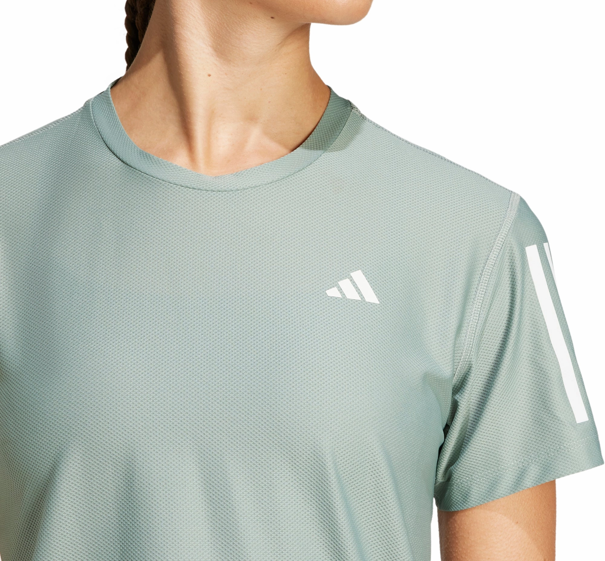 Trendy Piece Perfect for Workouts adidas Own The Run Short Sleeve Womens Running Top - Green