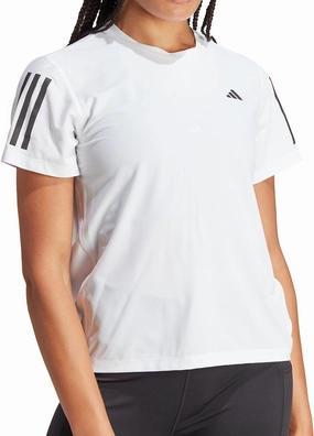 adidas Own The Run Short Sleeve Womens Running Top - White Smart Wear Summer Ready