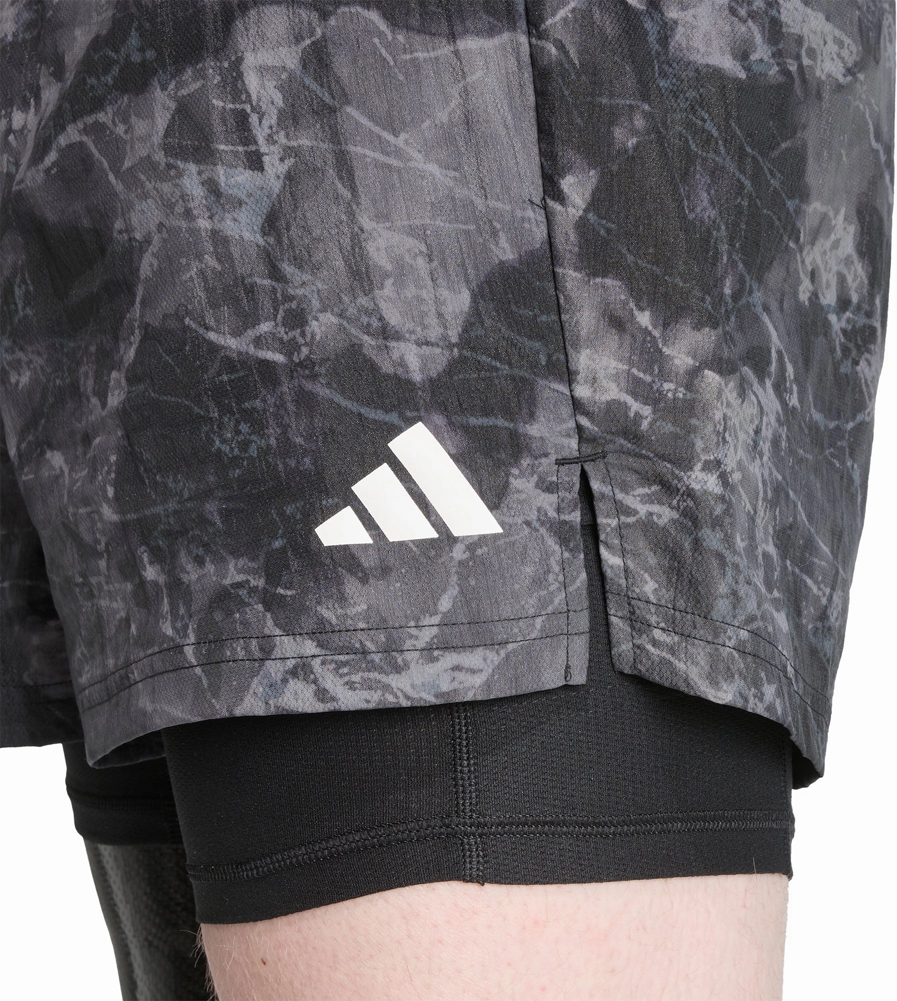 adidas Own The Run Spray Dye 2 In 1 Mens Running Shorts - Grey Warehouse Work