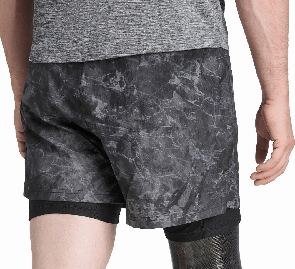 Classic Cut Holiday Wear adidas Own The Run Spray Dye 2 In 1 Mens Running Shorts - Grey