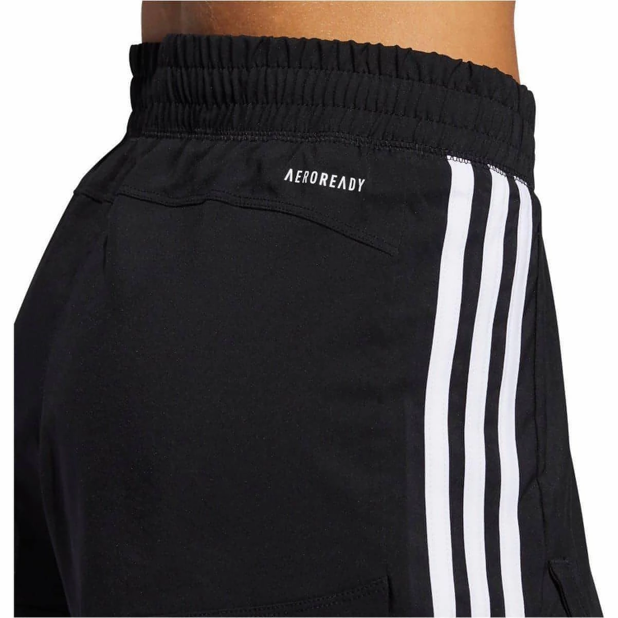 CompressionFreeCuffs adidas Pacer 3 Stripes Woven 2 In 1 Womens Training Shorts - Black