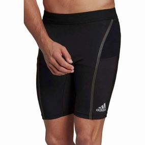 Lightweight-material-advantage adidas Saturday Mens Short Running Tights - Black