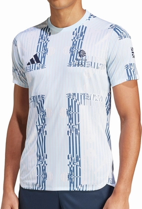 SmoothZipper PreShrunk Cotton adidas Team GB Short Sleeve Mens Training Top - Blue