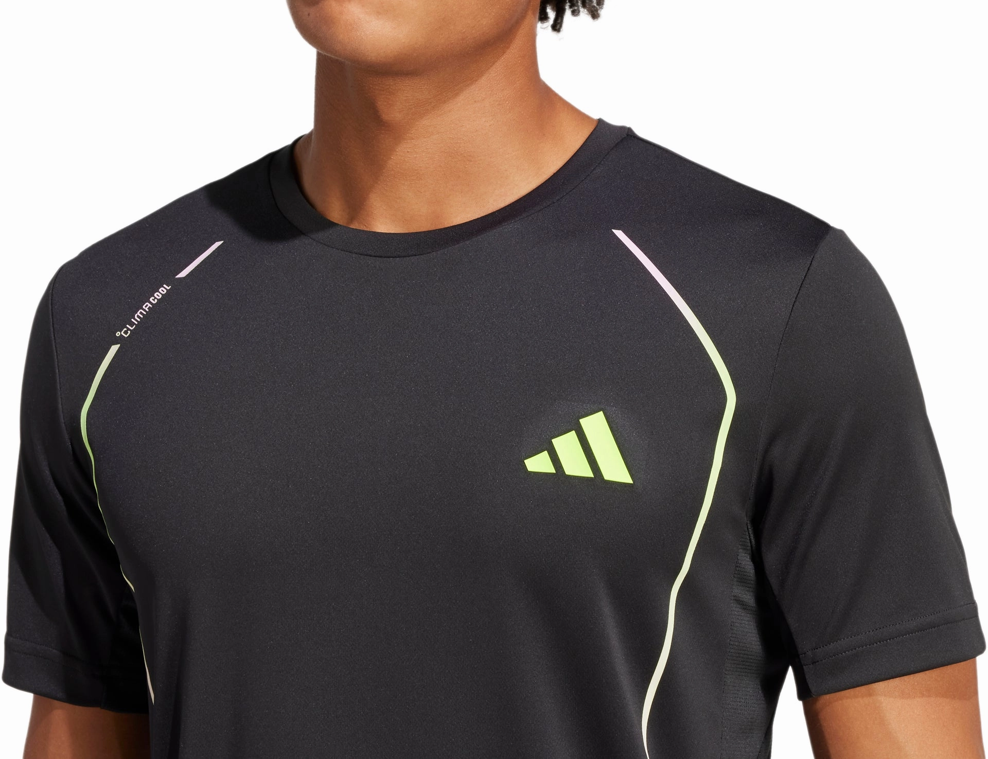 Moon Beam adidas Tech Apparel Short Sleeve Mens Training Top - Black