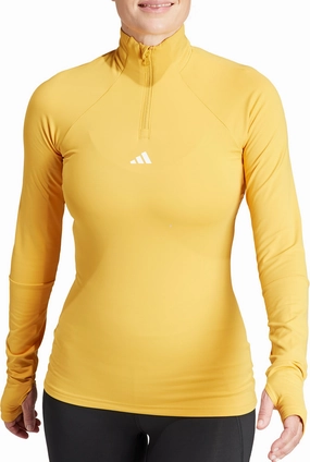 Towel Zipped closure adidas Tech-Fit COLD.RDY Half Zip Long Sleeve Womens Running Top - Yellow