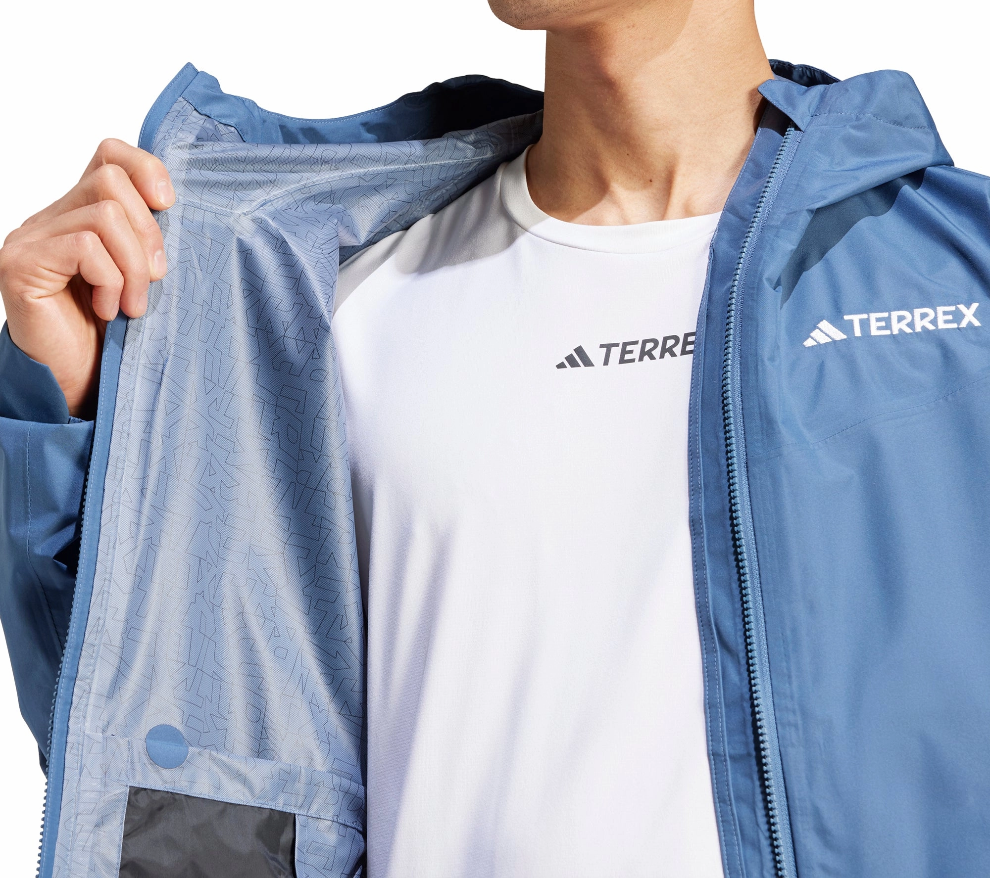 Snag Free Fabric Friction Resistant adidas Terrex Multi 2.5L Rain.RDY Mens Walking Jacket - Blue
