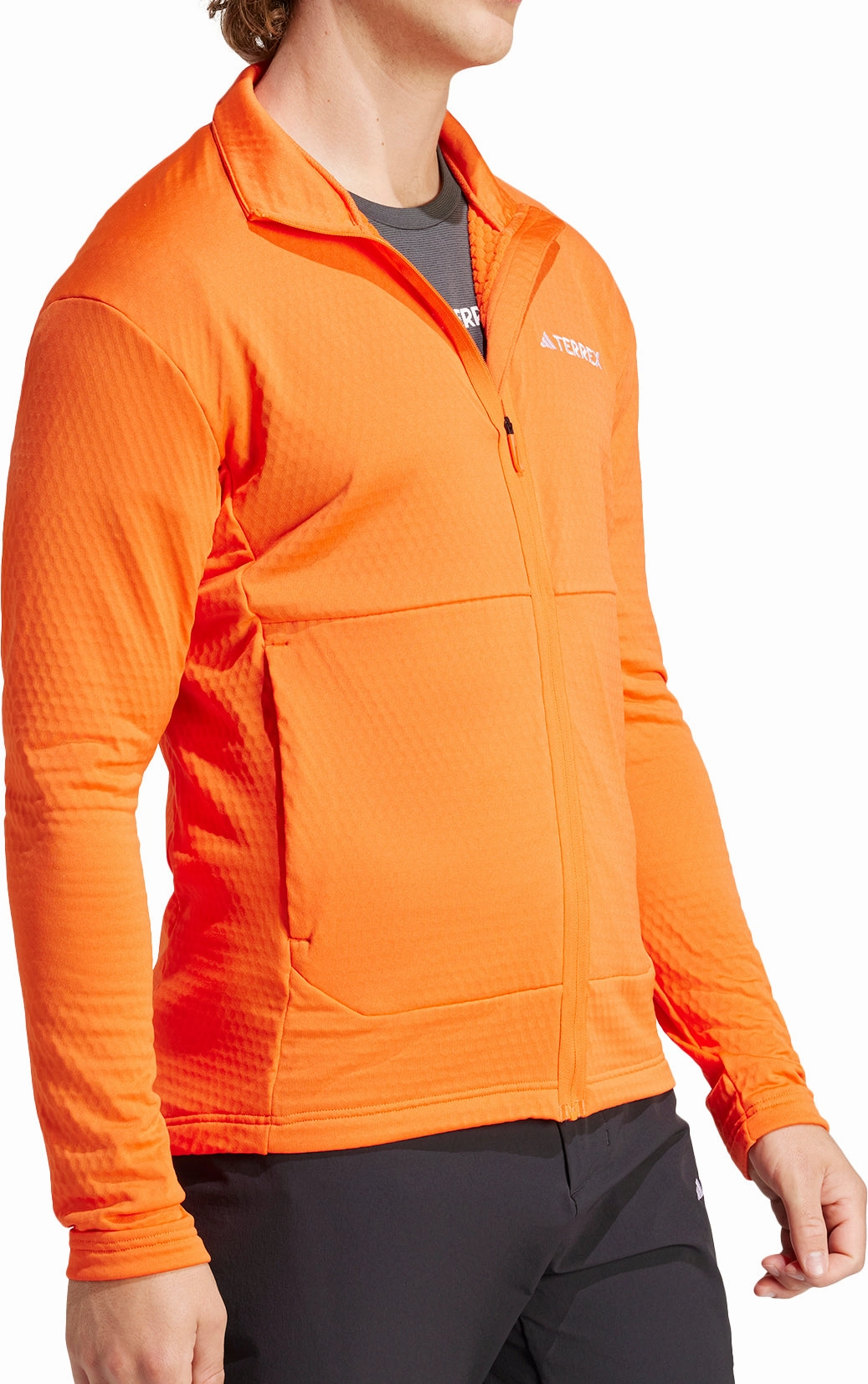 Stretch Panels adidas Terrex Multi Light Full Zip Long Sleeve Mens Walking Top - Orange