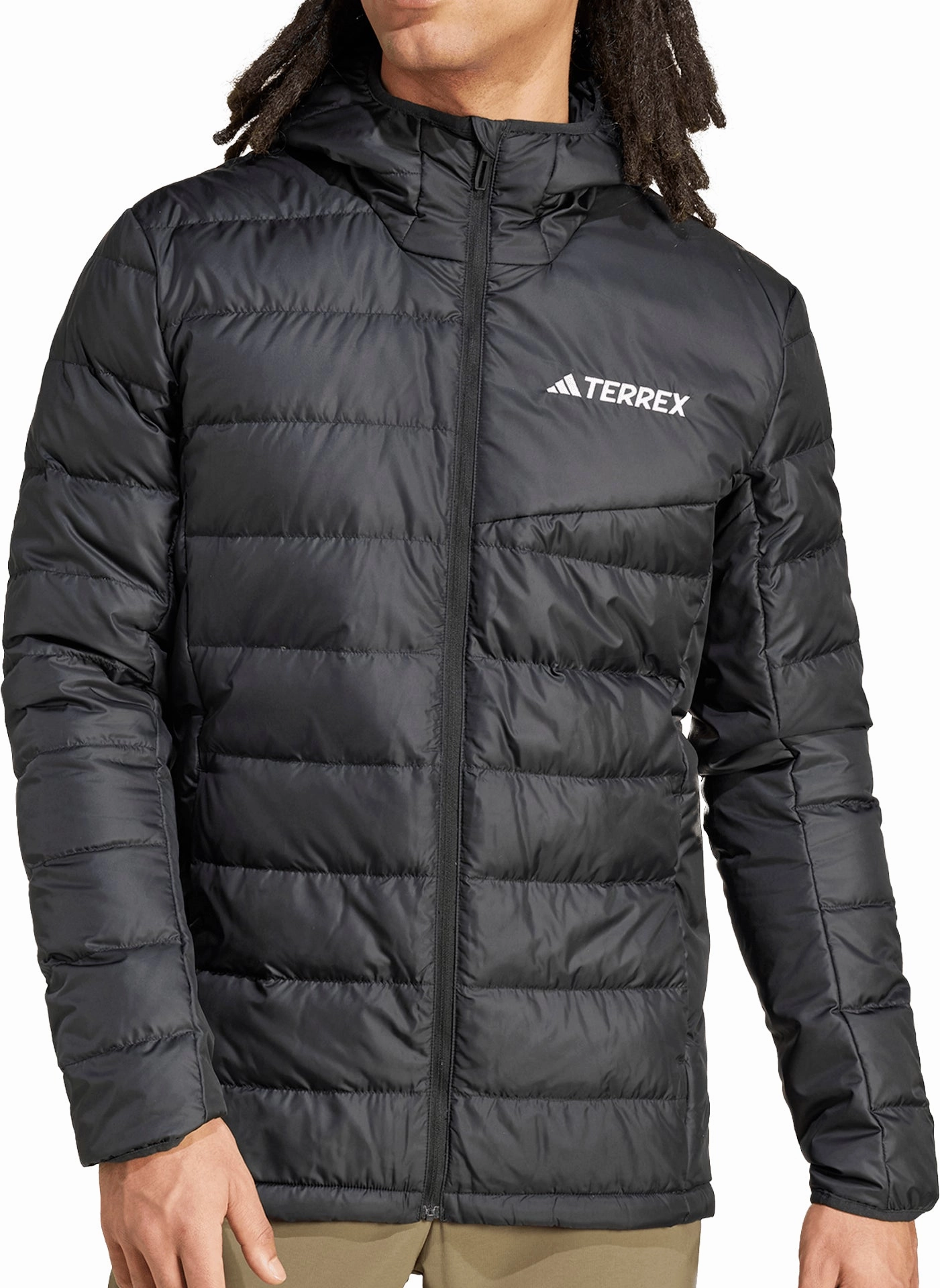 adidas Terrex Multi Light Hooded Mens Down Jacket - Black Slim Fit Design Autumn Ready