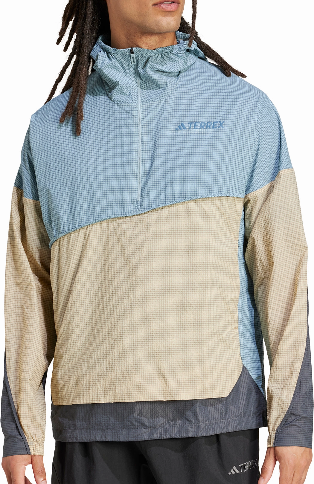 adidas Terrex Xploric Wind Mens Anorak Jacket - Blue Travel Fit WaterRepellentFabric