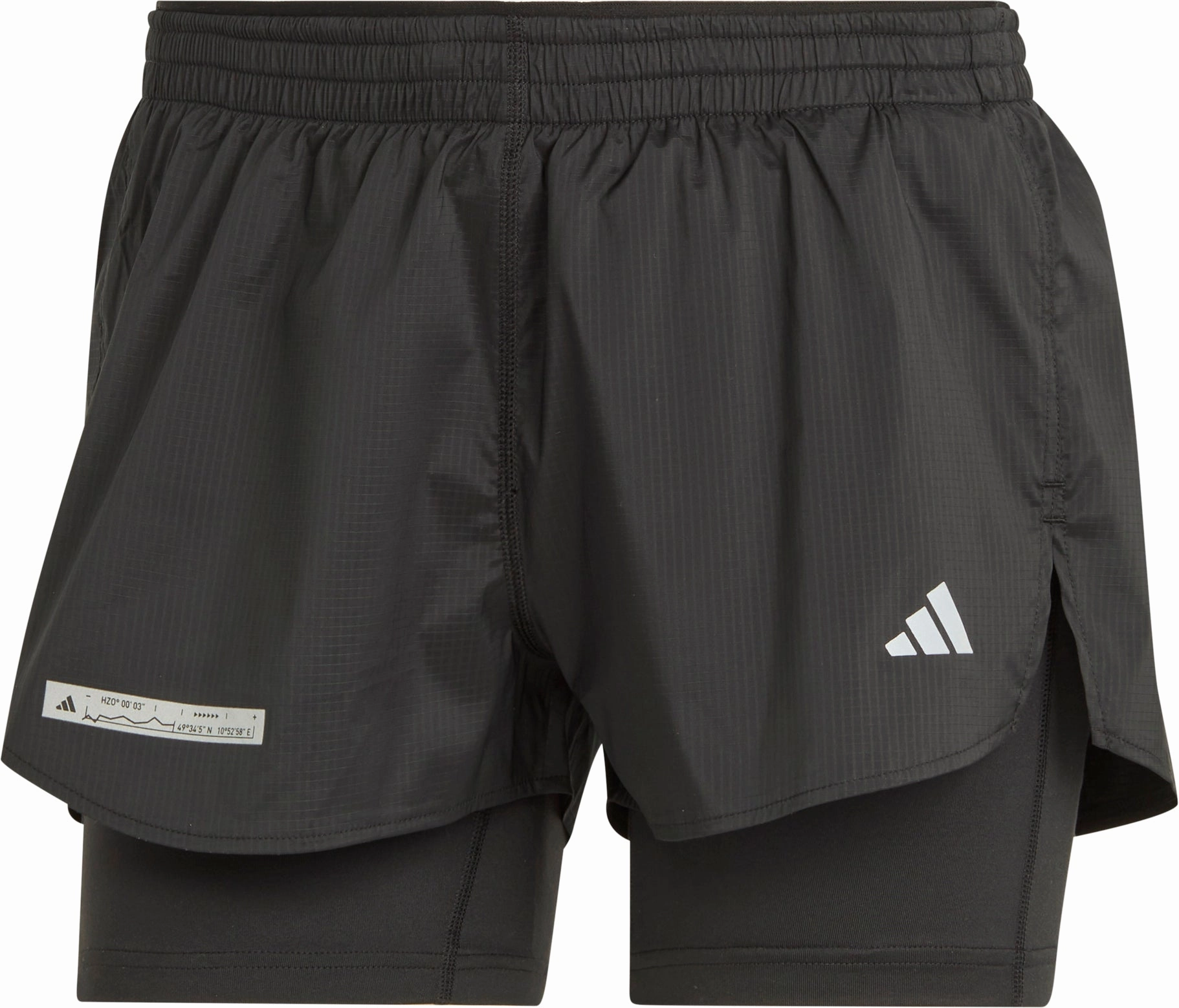 Comfy Feel Team Spirit adidas Ultimate 2 In 1 Womens Running Shorts - Black