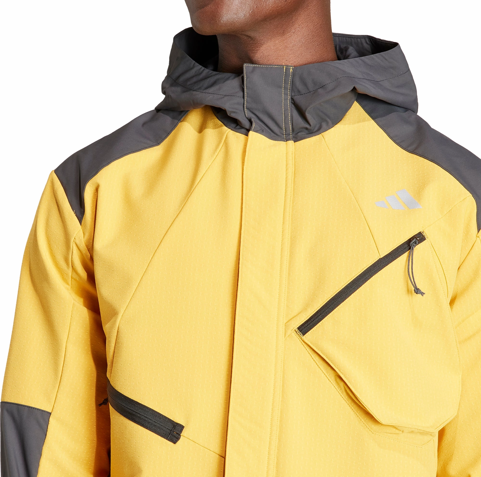 adidas Ultimate Conquer The Elements COLD.RDY Mens Running Jacket - Yellow Flexible Shoulder Seams Adventure