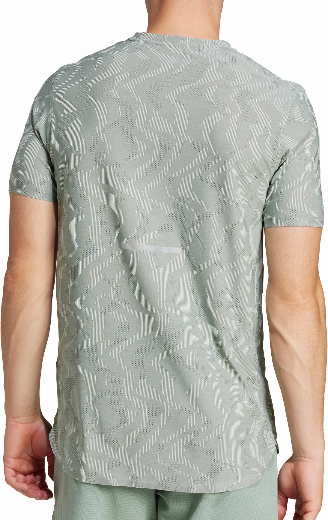 futuristic Sporty Appeal adidas Ultimate Engineered ClimaCool  Short Sleeve Mens Running Top - Green