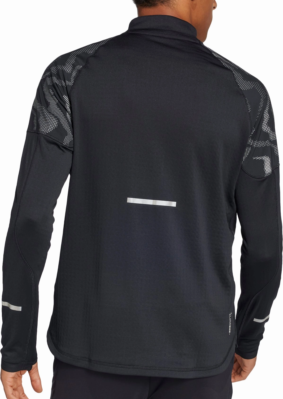 Patchwork adidas Ultimate Hi Vis Reflective Half Zip Long Sleeve Mens Running Top - Black