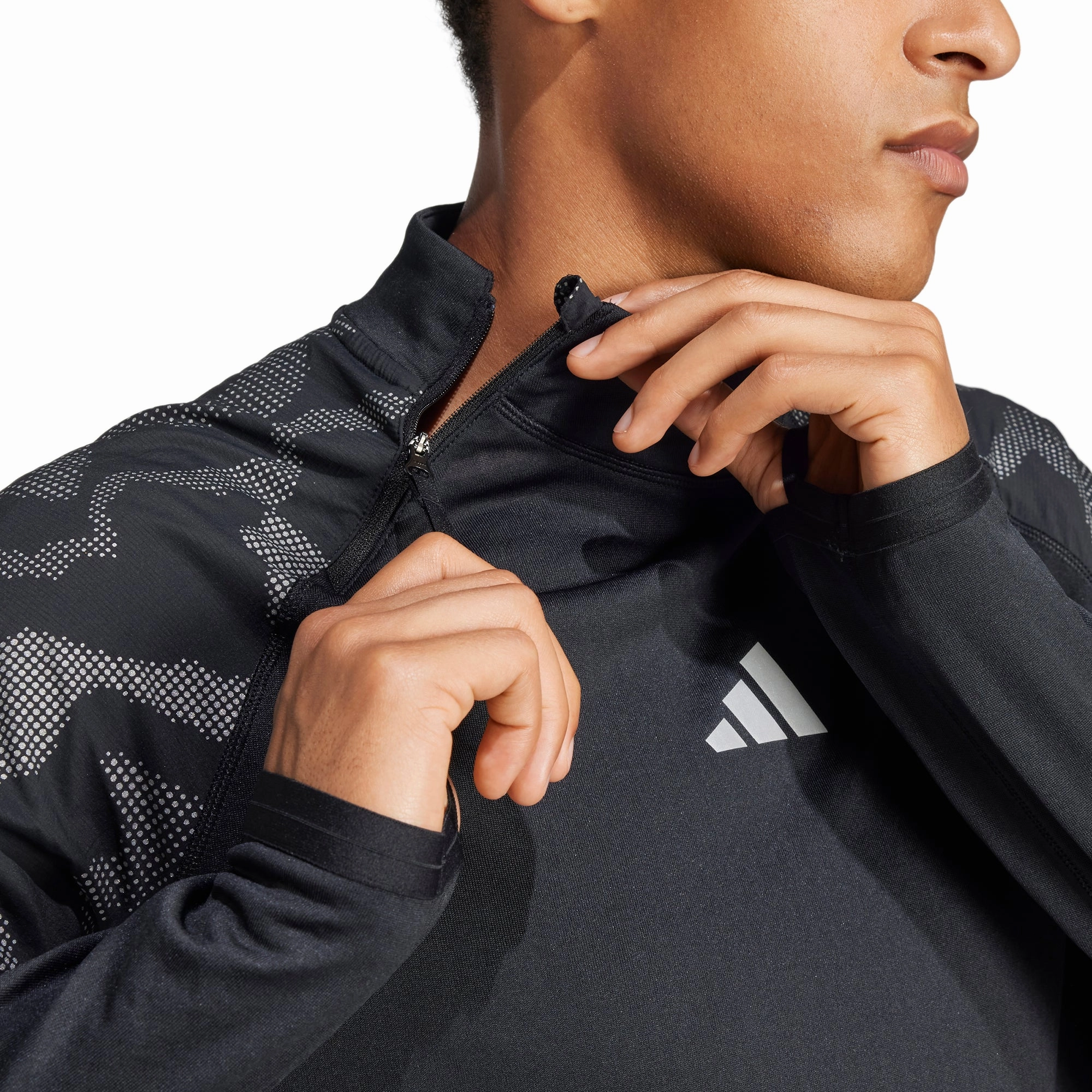 Food related basement adidas Ultimate Hi Vis Reflective Half Zip Long Sleeve Mens Running Top - Black