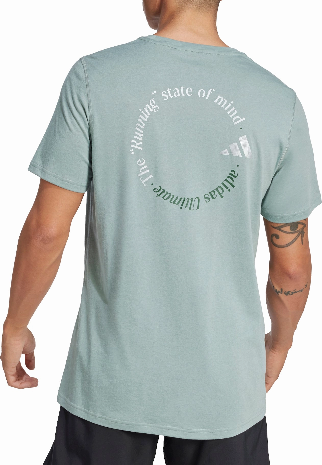 quick-drying Minimalist purity adidas Ultimate Metallic Graphic Short Sleeve Mens Running Top - Green