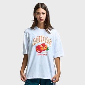 Adidas Women's Oversized Peach Graphic Tee / White contrast