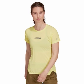 adidas Women's  Terrex Parley Agravic Trail Running All Round Tee Pulse Yellow Breath Skin